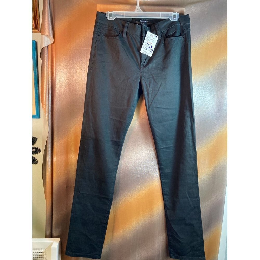 CALVIN Klein unused Stretchy Slim Fit Skinny Leg Jeans Mid‎ Rise Black Size 32 Z